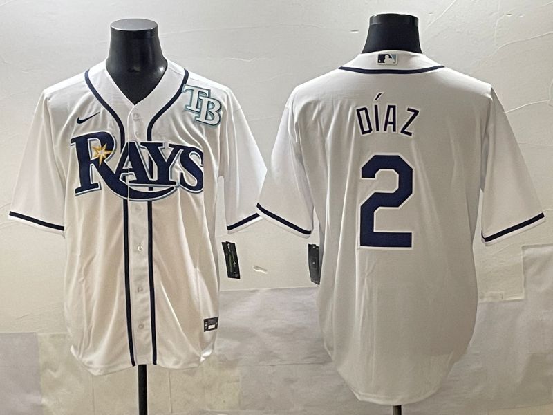 Men 2025 Tampa Bay Rays 2 Diaz White Game Nike MLB Jersey style 6